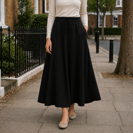 Women's Maxi Skirt with Practical Drawstring in Soft Material