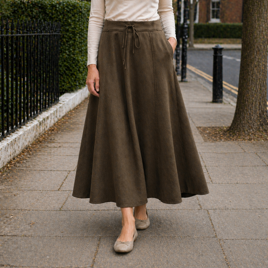 Women's Maxi Skirt with Practical Drawstring in Soft Material