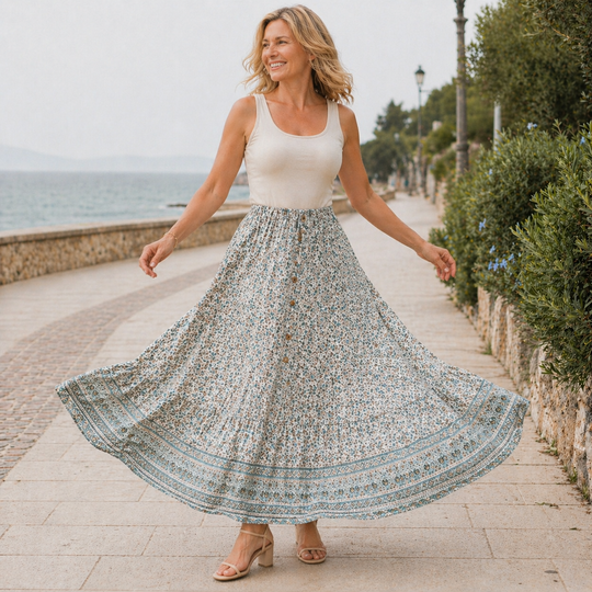 Maxi Skirt | Floral Design, Lightweight | Summer Wear