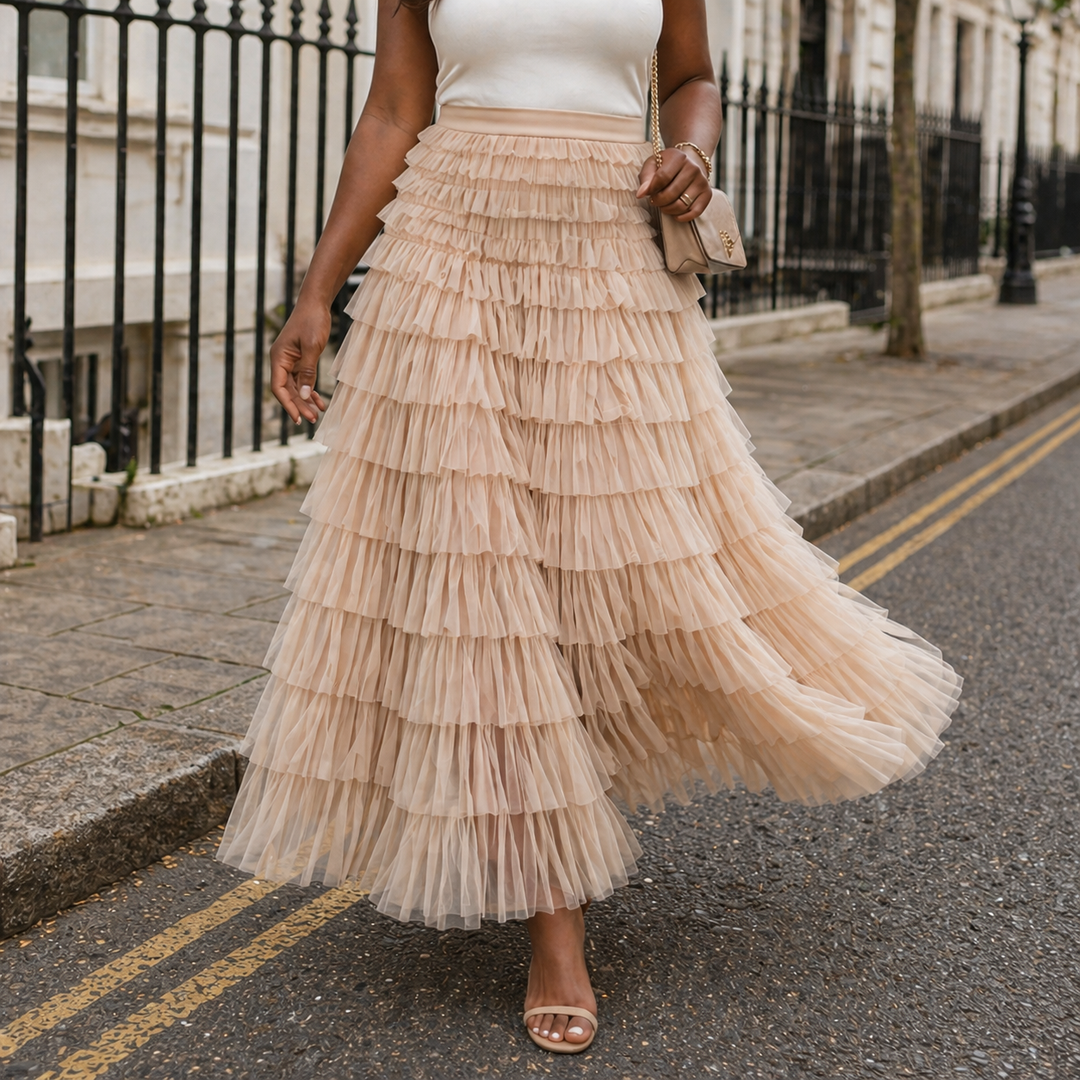 Maxi Skirt Romantic Tulle Elegant Design