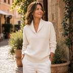 Women's soft knit V-neck jumper with wrap neckline, relaxed fit, all-season style