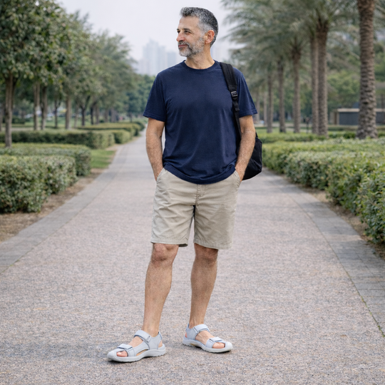 Men's non-slip leather sandals with cushioned casual comfort
