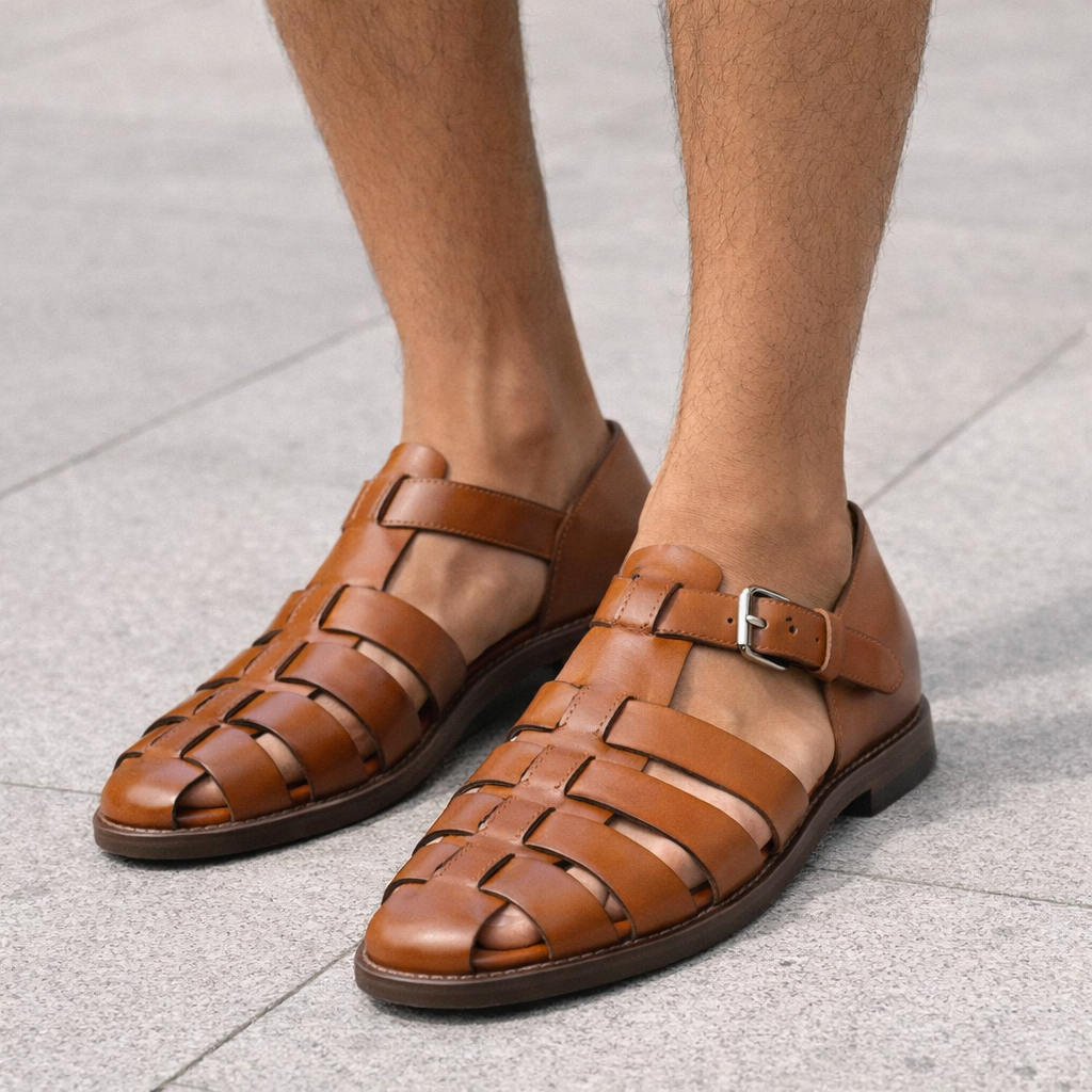Alfie Men's Leather Sandals Slip On