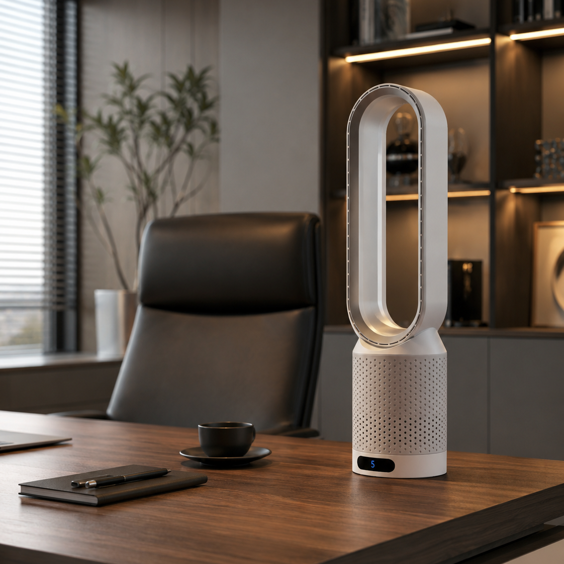 Bladeless tower fan 3-in-1 air cooler purifier UV sterilizer 8 speeds oscillating