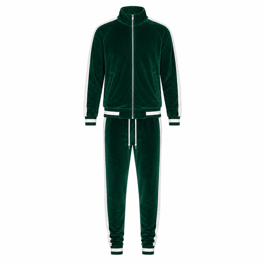 Men's Velvet Tracksuit Full Zip Sporty Leisure Activewear