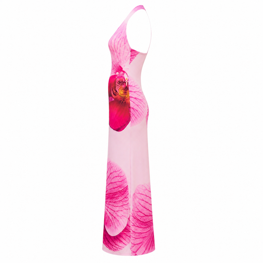 Halter V-Neck Chiffon Maxi Dress Lined Pull-On Summer