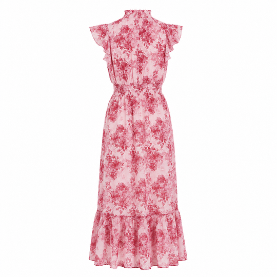 Chiffon Maxi Dress with Smocked Waist and Flutter Sleeves