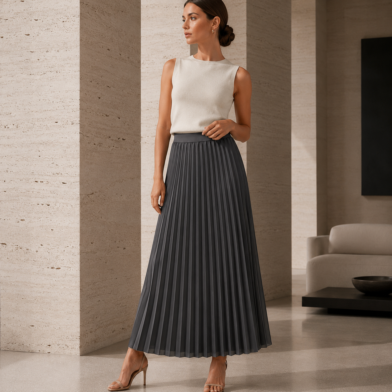 Polyester Maxi Skirt with Regular Fit for All Seasons