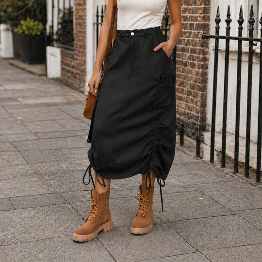 Midi Utility Skirt in versatile design with premium cotton blend fabric