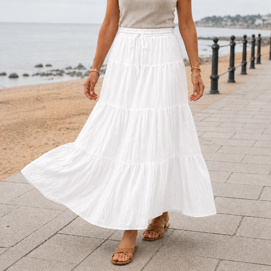 Women's High Waist Pleated Maxi Skirt