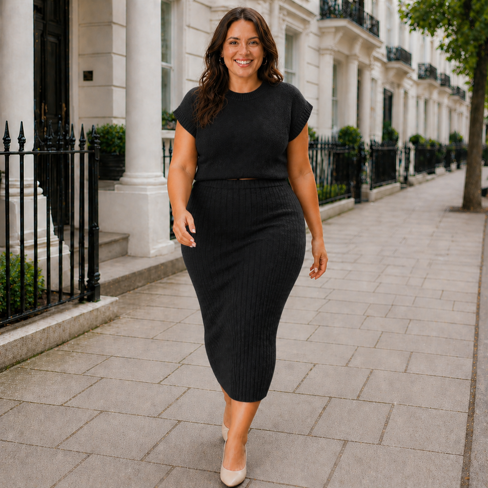 Knit Midi Set Casual Elegance Modern Comfort