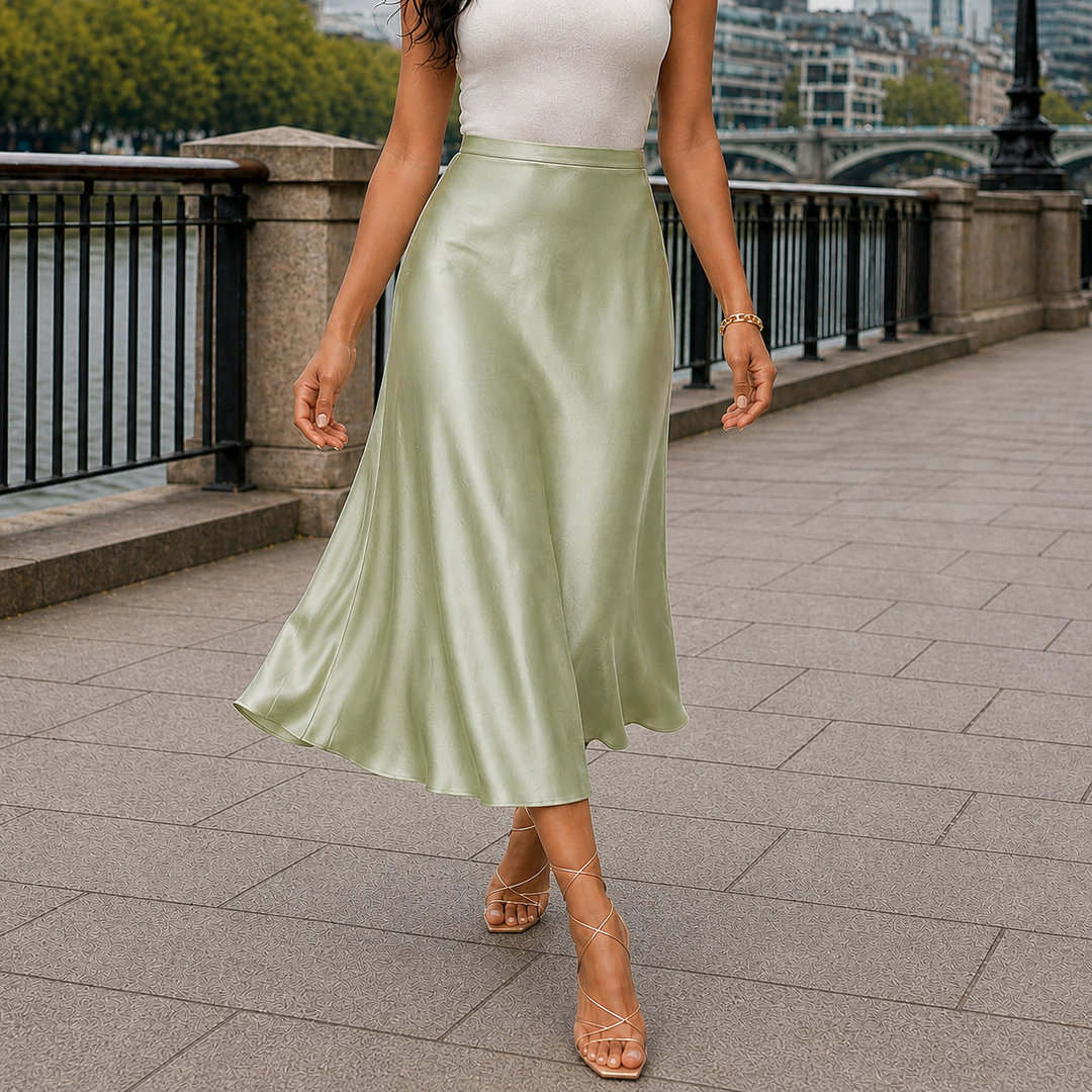 High Waist Midi Skirt with Fluid Style and Comfortable Fit