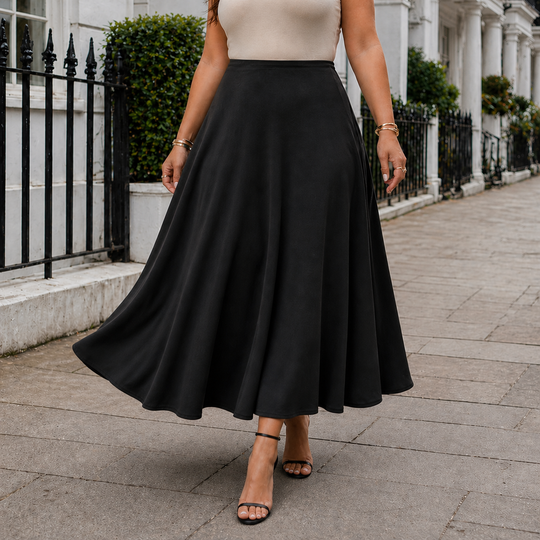 Women's Black Casual Maxi Skirt