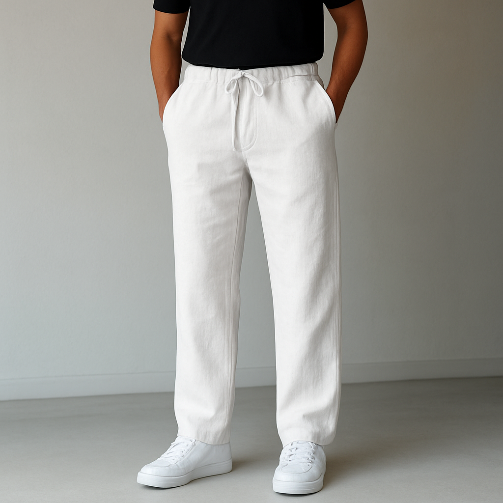Women's linen trousers loose fit breathable casual summer pants