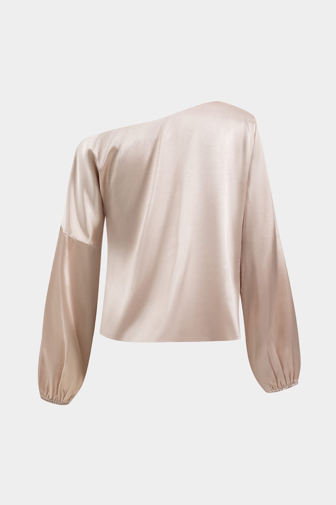Women's satin blouse one-shoulder balloon sleeve in champagne