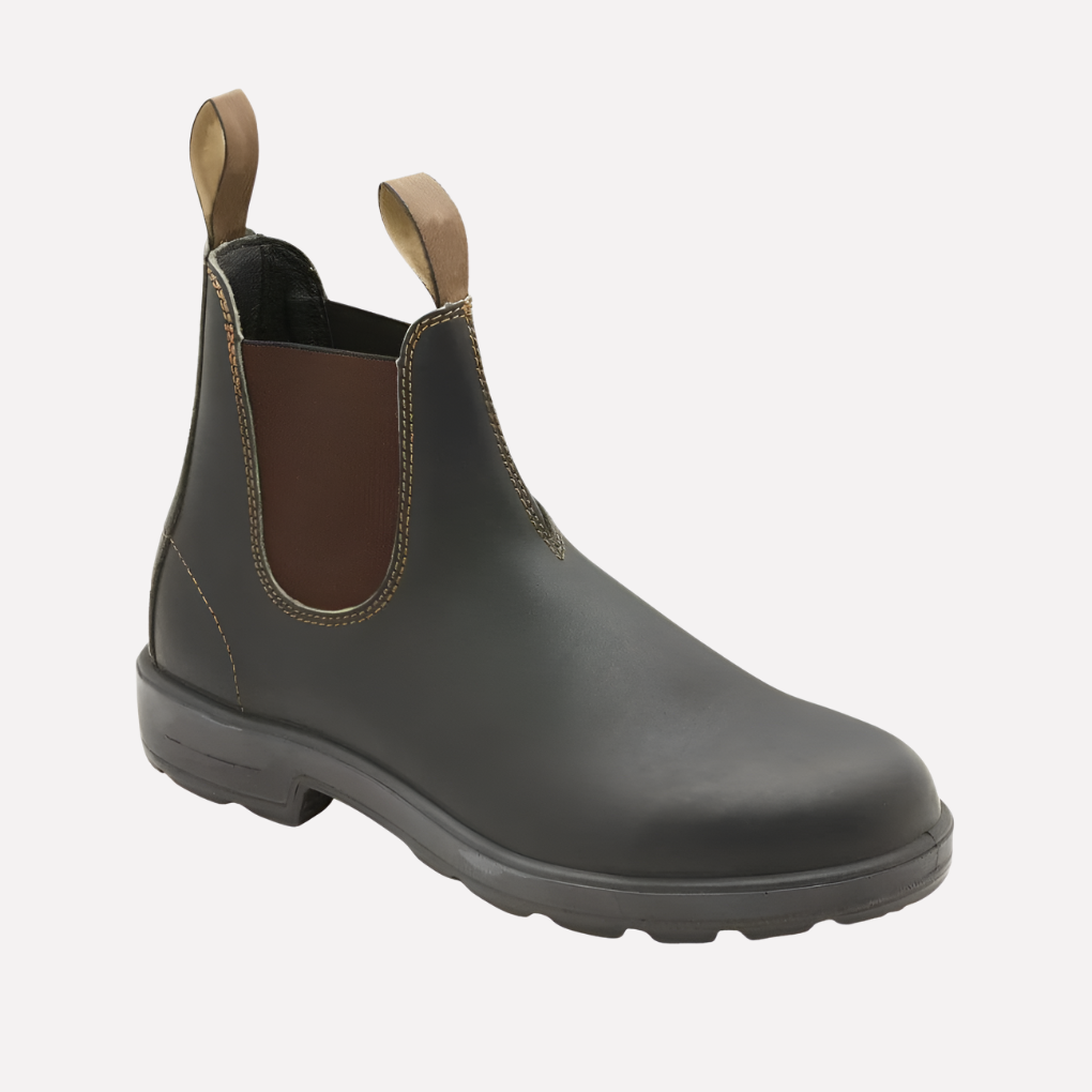 Men Chelsea Boots slip-on elastic side panel in black brown and grey