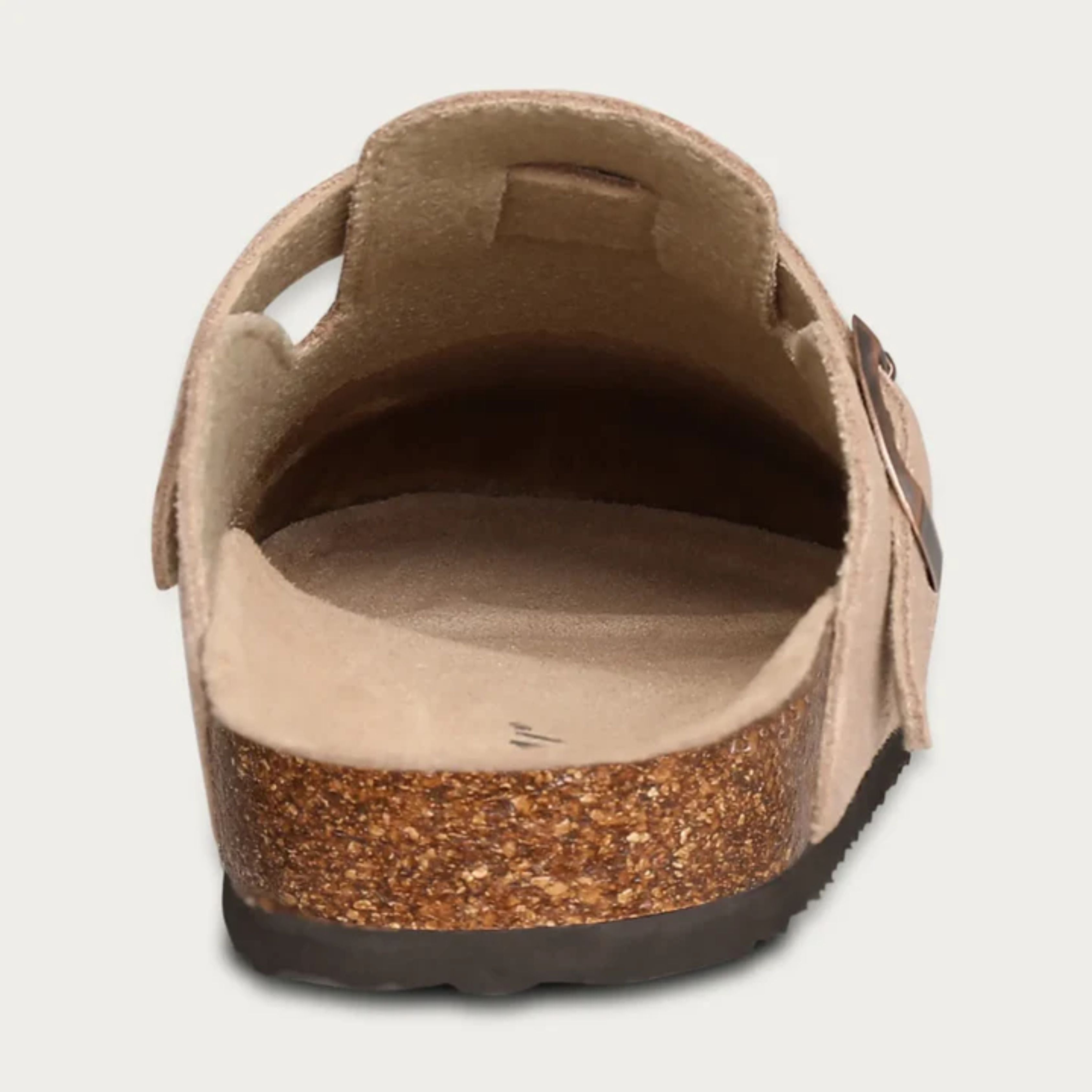 Men's suede slip-on clogs with adjustable buckle detail, casual loafers