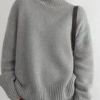 Women's cashmere turtleneck sweater oversized fit, soft warm knit pullover