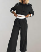 Women's hoodie and jogger set, casual relaxed fit two-piece lounge set