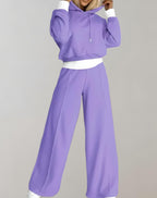 Women's hoodie and jogger set, casual relaxed fit two-piece lounge set