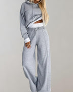 Women's hoodie and jogger set, casual relaxed fit two-piece lounge set