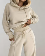 Women's hoodie and jogger set, casual relaxed fit two-piece lounge set