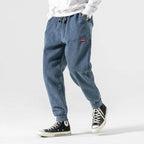 Men's corduroy pants relaxed fit with elastic ankle jogger style