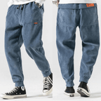 Men's corduroy pants relaxed fit with elastic ankle jogger style