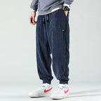 Men's corduroy pants relaxed fit with elastic ankle jogger style