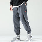 Men's corduroy pants relaxed fit with elastic ankle jogger style