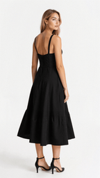 Women's floral midi dress with corset bodice and side slit skirt