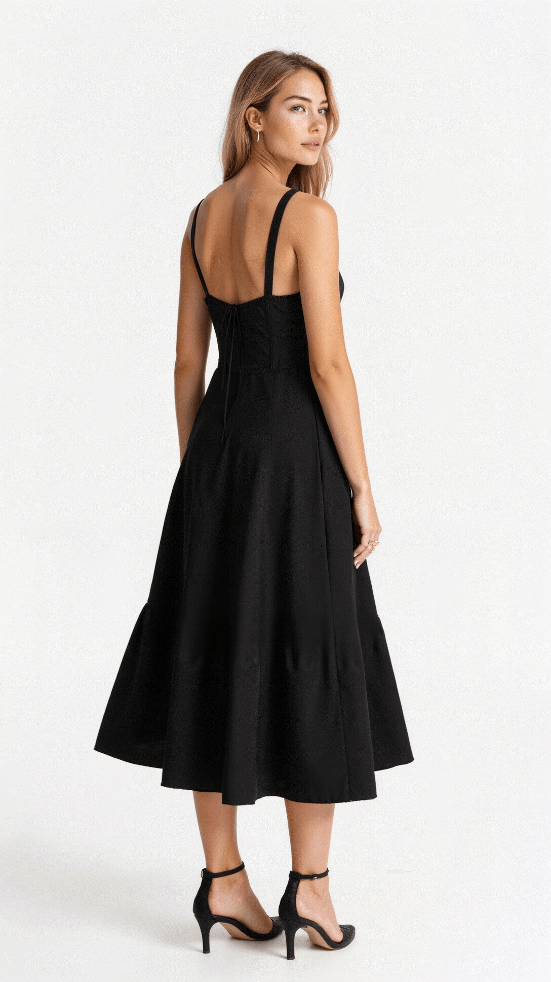 Women's floral midi dress with corset bodice and side slit skirt