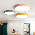 Scandinavian wood LED ceiling light, round modern indoor flush mount