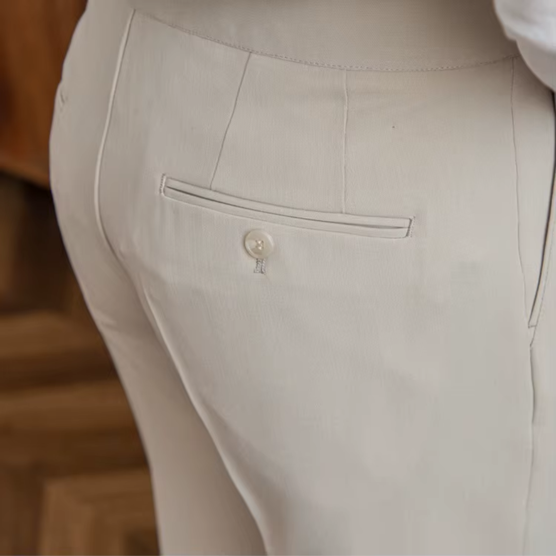 Men pleated high waist chino trousers in classic tailored fit