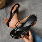 Block heel flip flops women's toe-post sandals lightweight summer