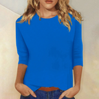 Women round neck top 3/4 sleeve relaxed fit casual everyday wear