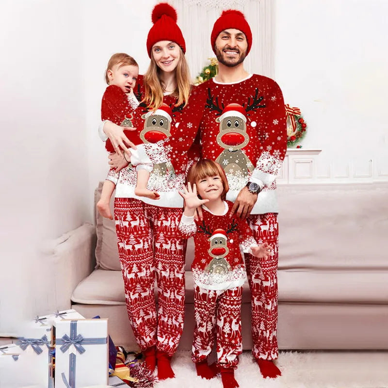 Christmas Pajamas Women Plus Size Winter Reindeer Print Set