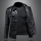 Men biker jacket in black brown and grey casual moto style