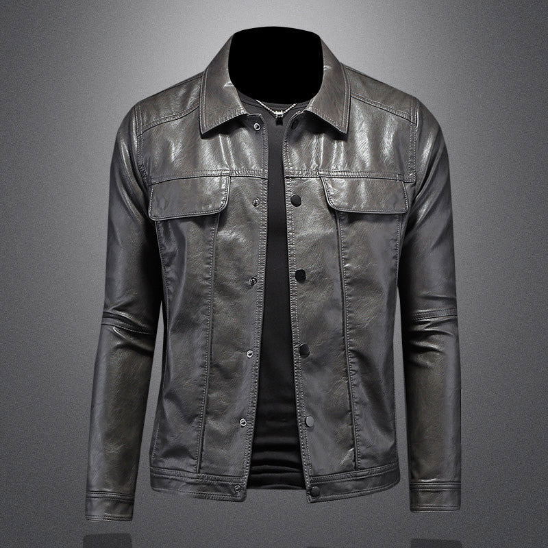 Men biker jacket in black brown and grey casual moto style