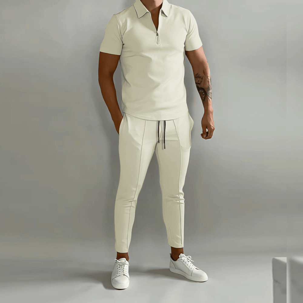 Men's Lounge Set Zip | Comfortable Two-Piece Shirt