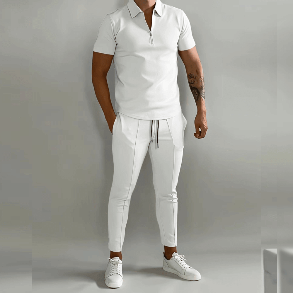 Men's Lounge Set Zip | Comfortable Two-Piece Shirt