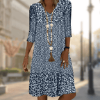 Women's elegant comfortable dress, versatile silhouette, available in Blue, Red, Brown, Green