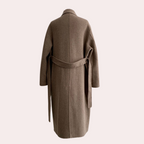 Women's long winter coat double breasted with warm lining, oversized fit