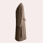 Women's long winter coat double breasted with warm lining, oversized fit
