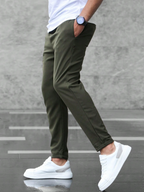 Men's slim fit jogger pants with drawstring waist, casual streetwear style