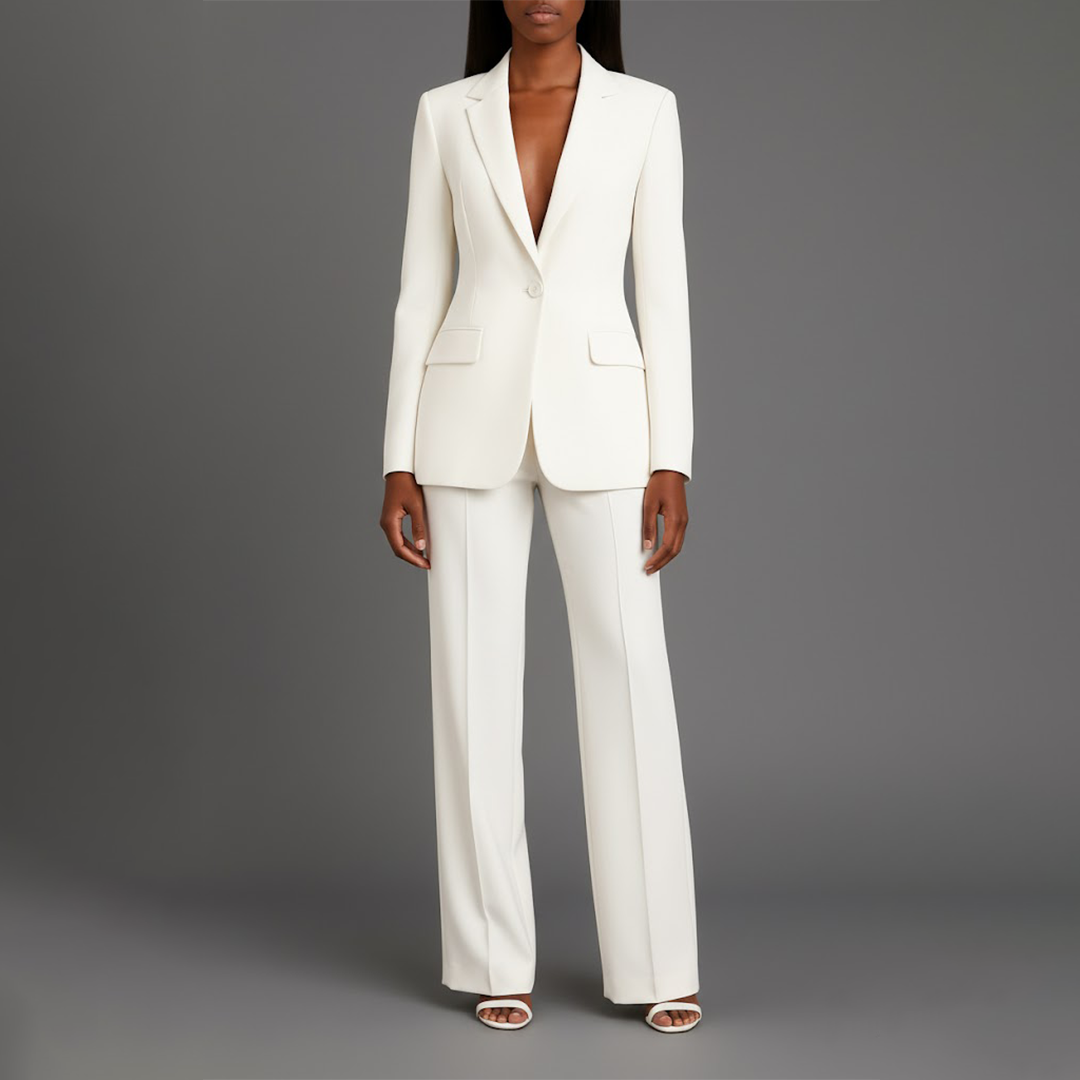 Women 2 piece suit tailored blazer and straight leg trousers