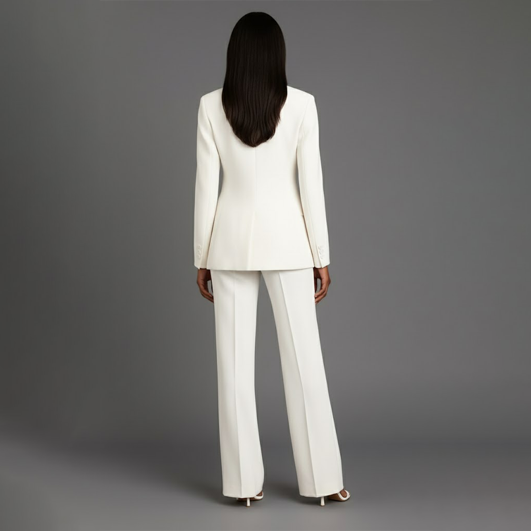 Women 2 piece suit tailored blazer and straight leg trousers