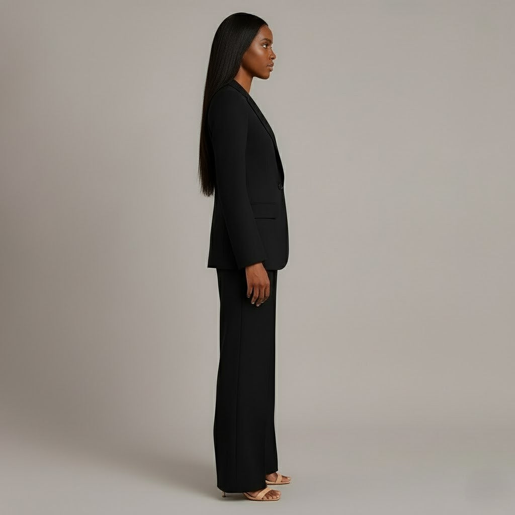 Women 2 piece suit tailored blazer and straight leg trousers