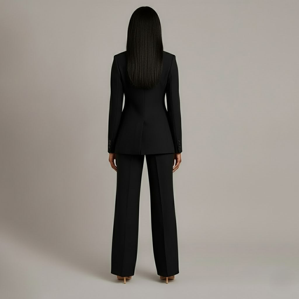 Women 2 piece suit tailored blazer and straight leg trousers
