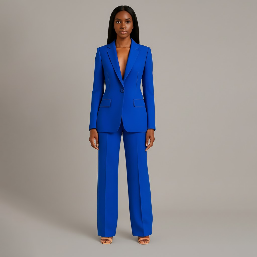 Women 2 piece suit tailored blazer and straight leg trousers